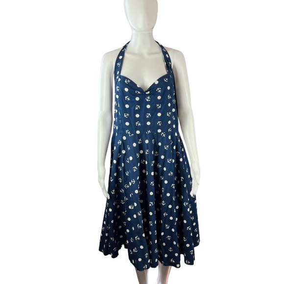 Hell Bunny Vixen Marina Sailor Halter Pin Up Dress - Picture 3 of 14